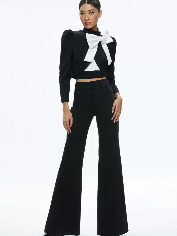 Women Alice and Olivia Addison Bow Collar Cropped Jacket