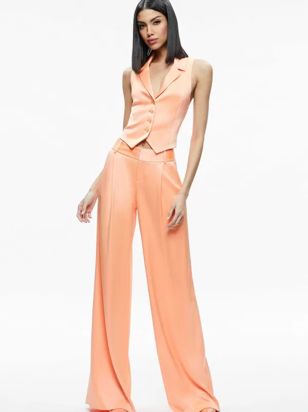 Women Alice and Olivia Amber Collared Vest + Eric Low Rise Pant