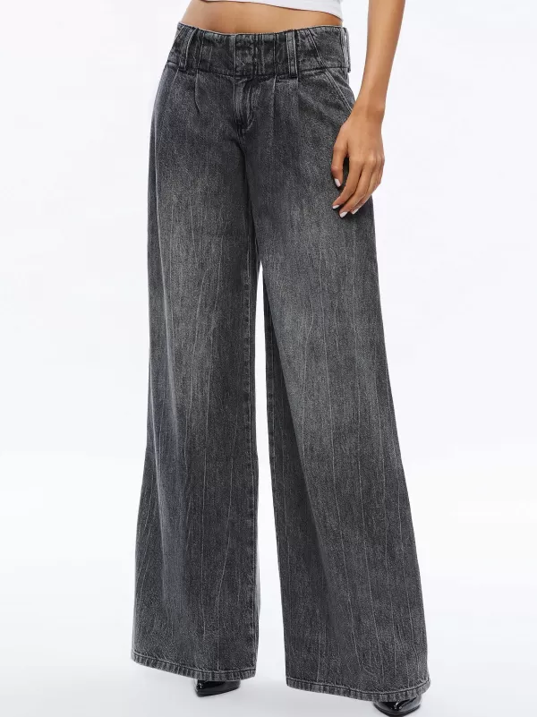 Women Alice and Olivia Anders Low Rise Pleated Jean