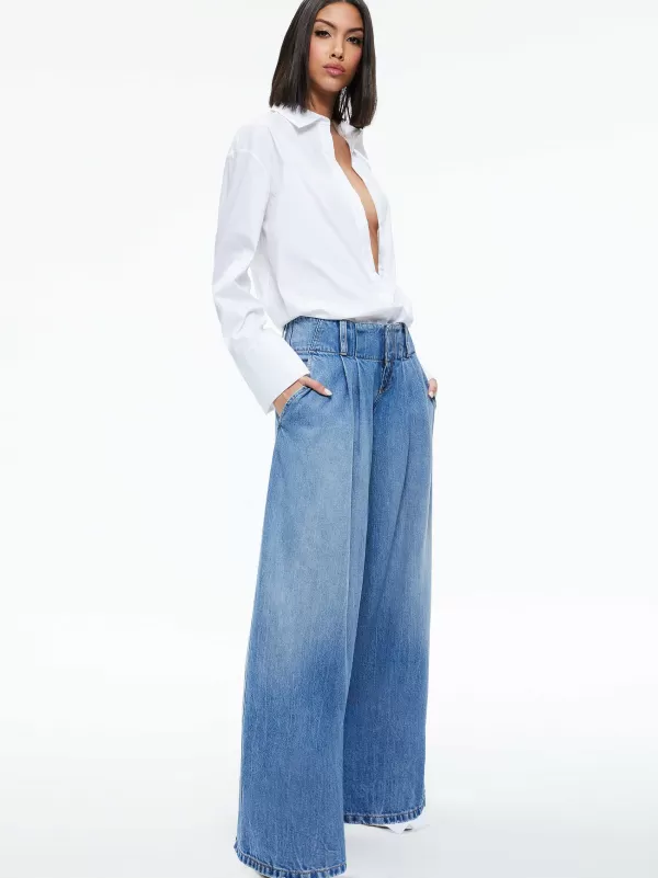 Women Alice and Olivia Anders Low Rise Pleated Jean