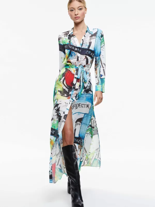 Women Alice and Olivia A+O X Basquiat Chassidy Maxi Shirt Dress