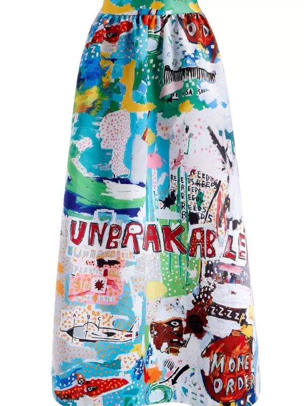 Women Alice and Olivia A+O X Basquiat Tina Tea Length Skirt