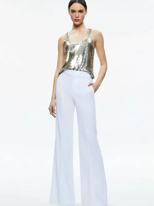 Women Alice and Olivia Avril Sequin Boxy Tank