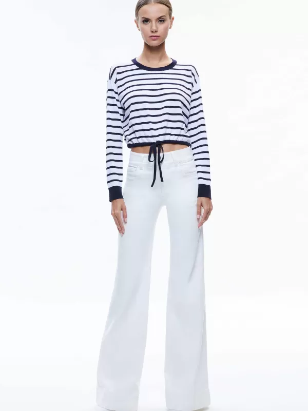 Women Alice and Olivia Bernetta Cropped Drawstring Pullover