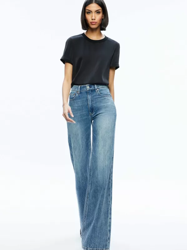 Women Alice and Olivia Braden Drop Shoulder Tee