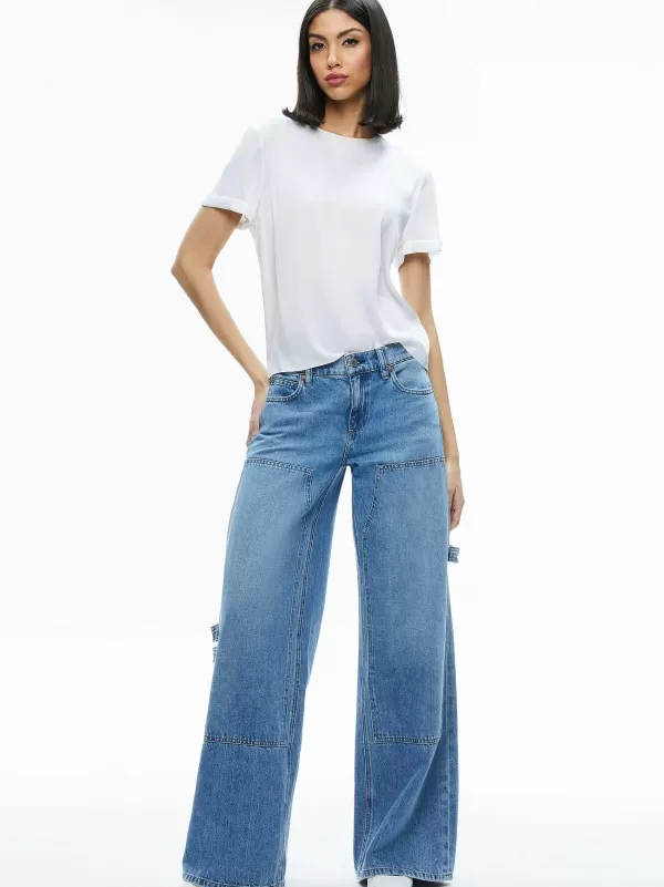 Women Alice and Olivia Braden Drop Shoulder Tee