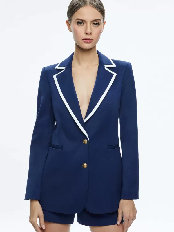 Women Alice and Olivia Breann Long Fitted Two Button Blazer