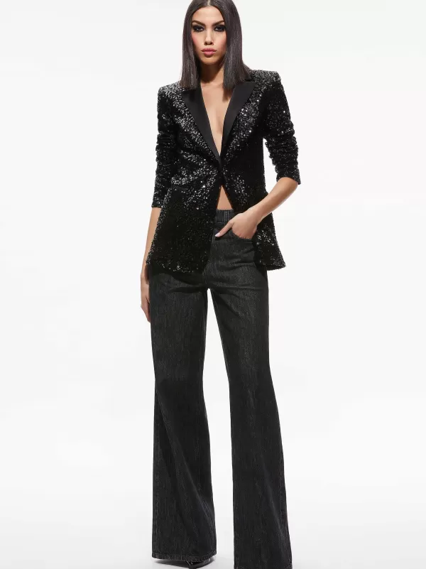 Women Alice and Olivia Breann Sequin Fitted Blazer