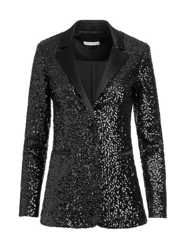 Women Alice and Olivia Breann Sequin Fitted Blazer