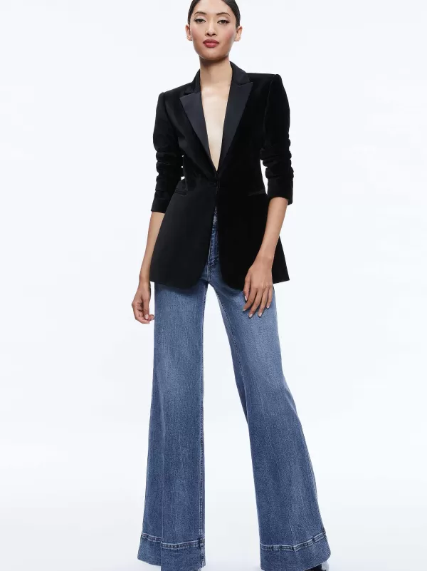 Women Alice and Olivia Breann Velvet Combination Blazer