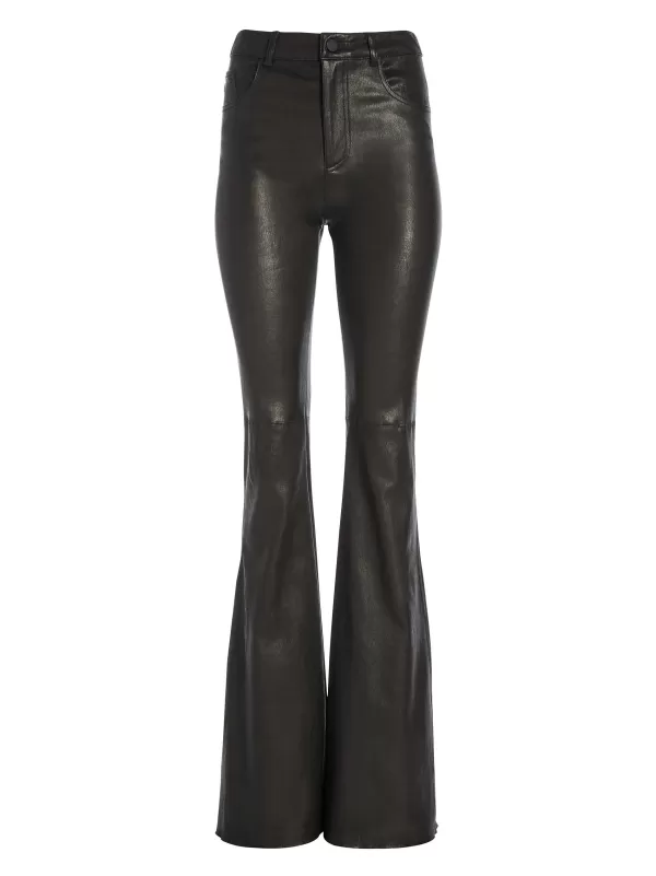 Women Alice and Olivia Brent High Waisted Leather Bell Pant