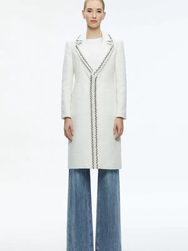 Women Alice and Olivia Bret Embellished Long Blazer