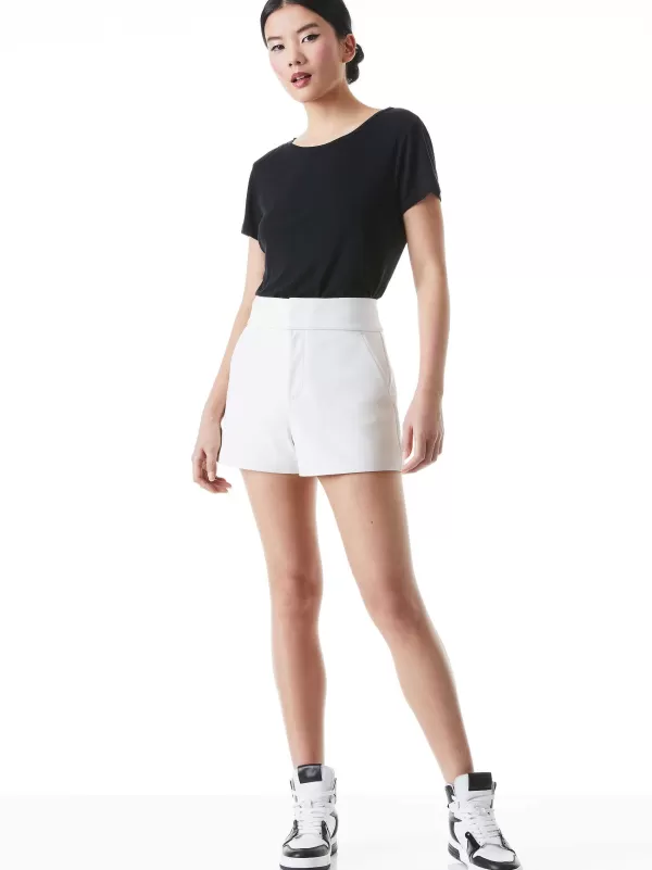 Women Alice and Olivia Cady High Waisted Leather Short