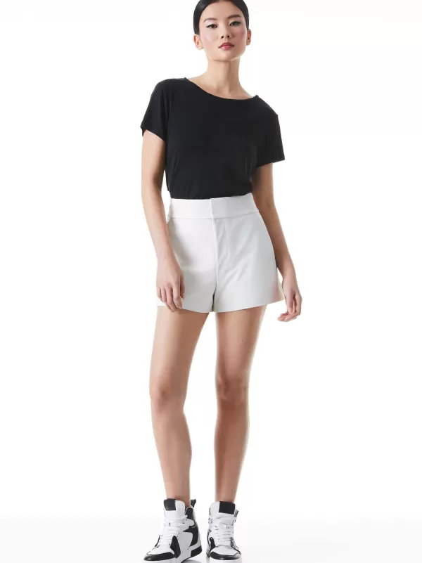 Women Alice and Olivia Cady High Waisted Leather Short