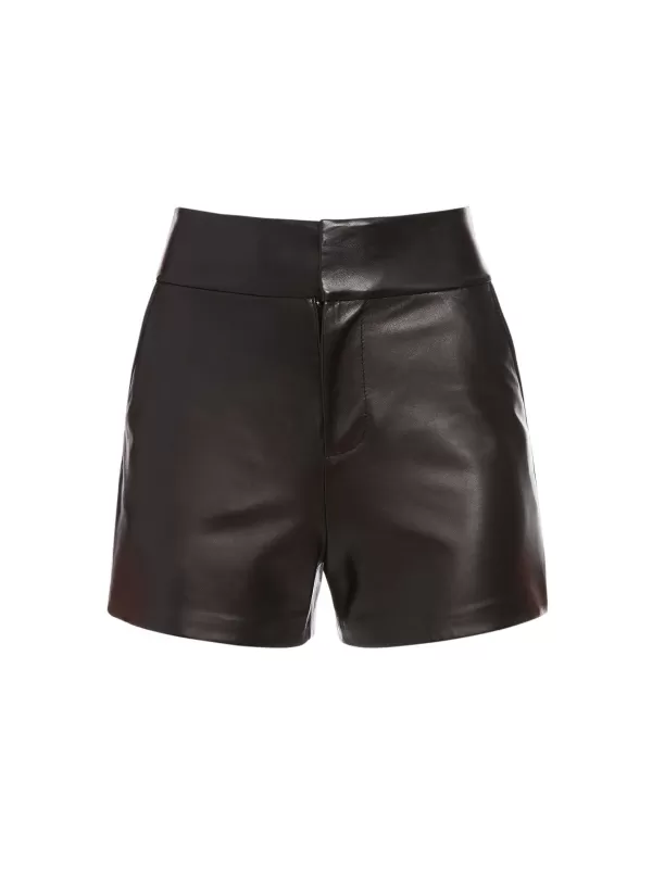 Women Alice and Olivia Cady High Waisted Leather Short