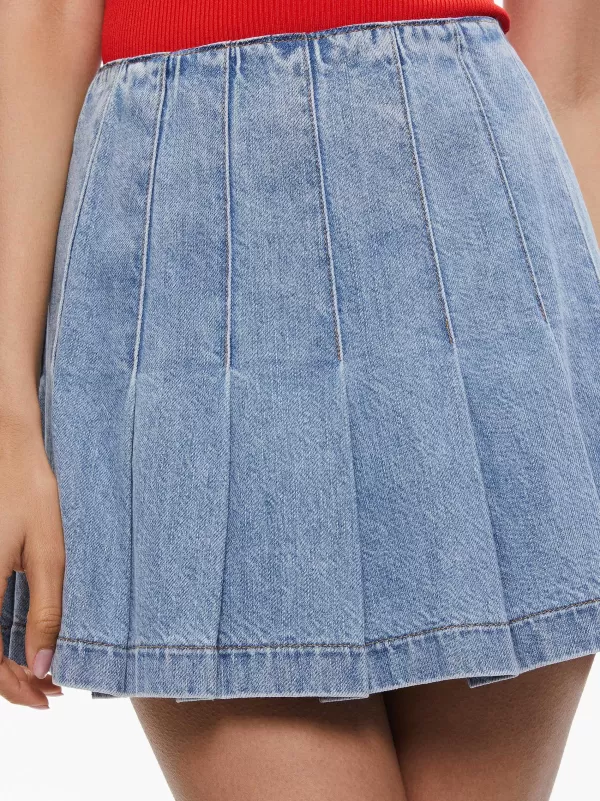 Women Alice and Olivia Carter Pleated Denim Mini Skirt