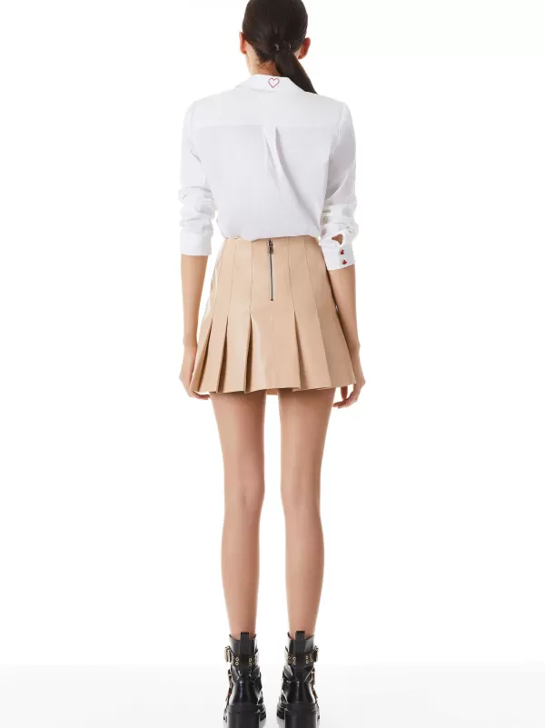 Women Alice and Olivia Carter Pleated Vegan Leather Mini Skirt