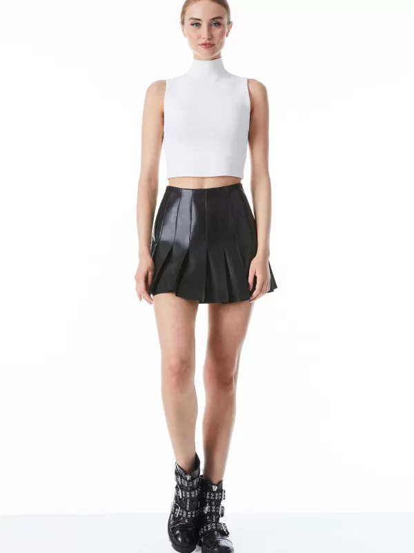 Women Alice and Olivia Carter Pleated Vegan Leather Mini Skirt