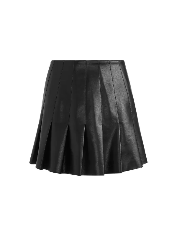 Women Alice and Olivia Carter Pleated Vegan Leather Mini Skirt