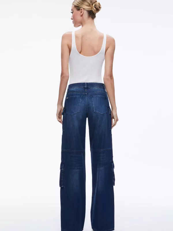 Women Alice and Olivia Cay Baggy Cargo Jeans