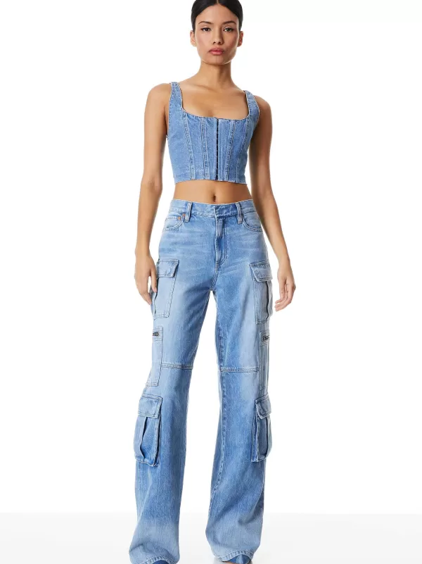 Women Alice and Olivia Cay Baggy Cargo Jeans