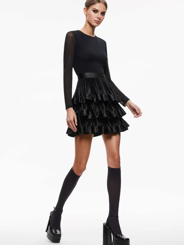 Women Alice and Olivia Chara Tiered Ruffle Mini Dress