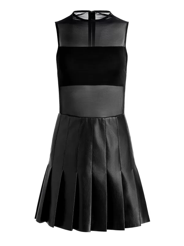 Women Alice and Olivia Chara Vegan Leather Pleated Mini Dress