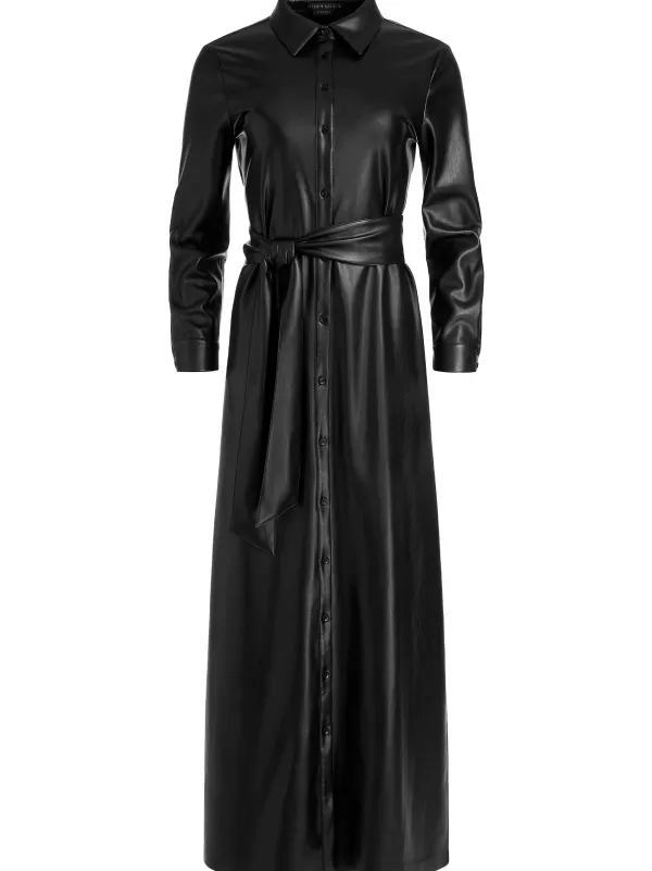 Women Alice and Olivia Chassidy Vegan Leather Maxi Shirt Dress