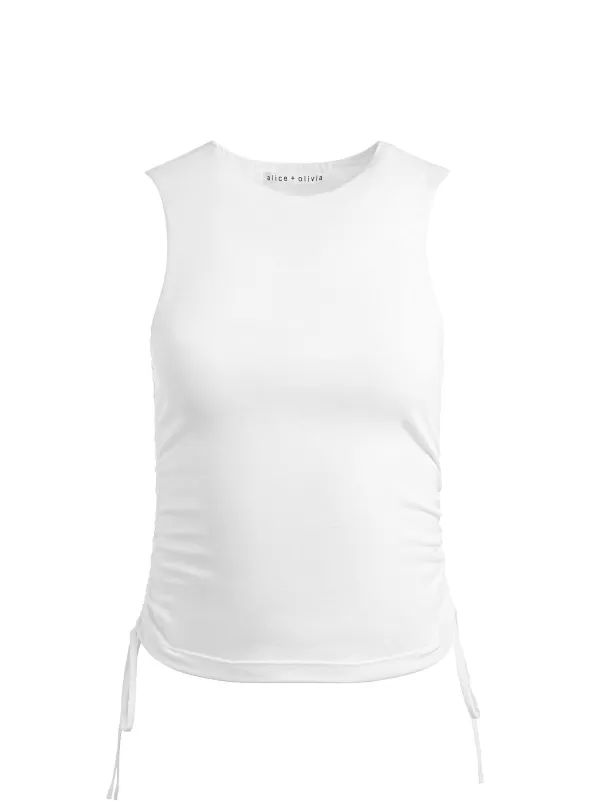 Women Alice and Olivia Chrissy Crewneck Ruched Crop Top