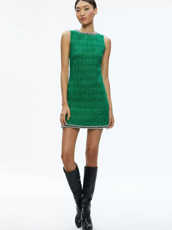 Women Alice and Olivia Clyde Embellished Shift Dress