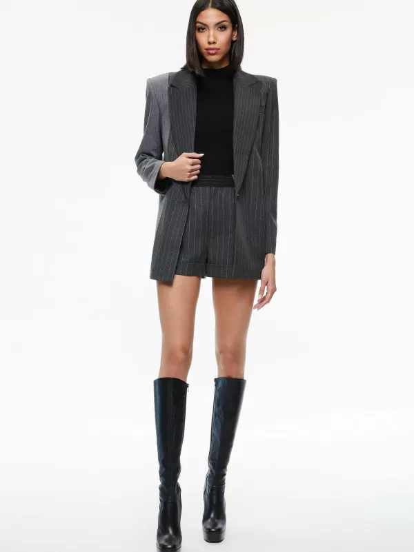 Women Alice and Olivia Colley Notch Collar Blazer + Conry Pleated Cuff Short