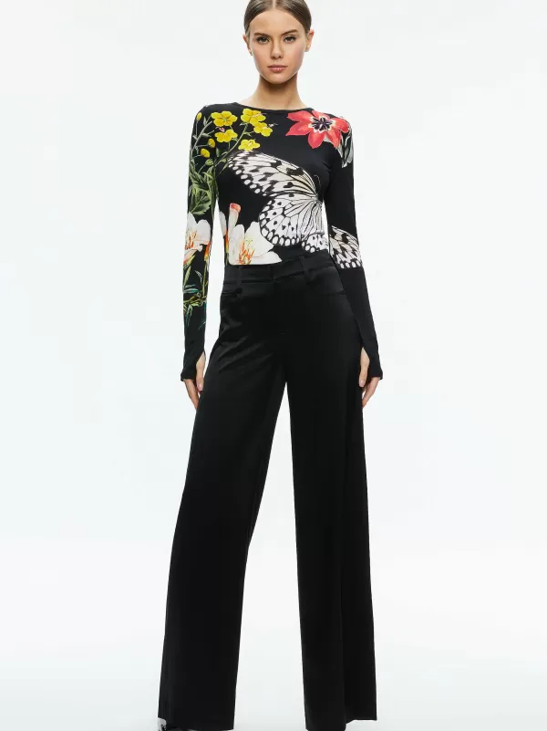 Women Alice and Olivia Delaina Long Sleeve Crop Top