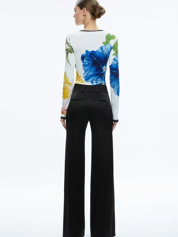 Women Alice and Olivia Delaina Long Sleeve Cropped Top