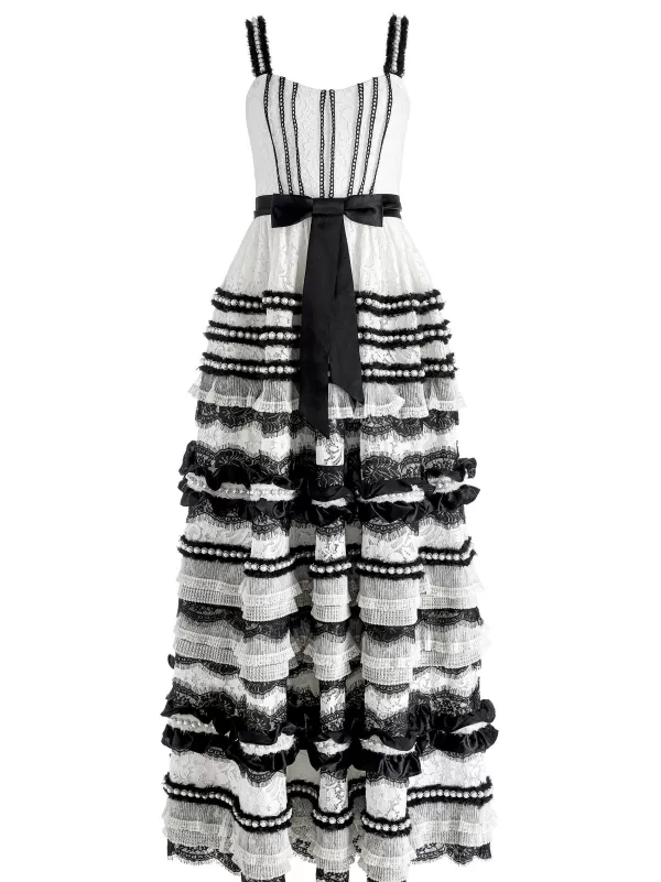 Women Alice and Olivia Denita Bustier Ruffle Gown