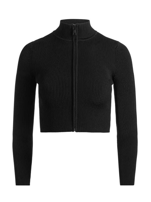 Women Alice and Olivia Dorris Ribbed Zip Up Cardigan