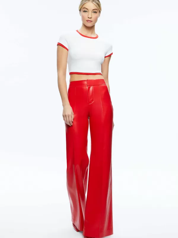 Women Alice and Olivia Dylan High Waisted Vegan Leather Wide Leg Pant