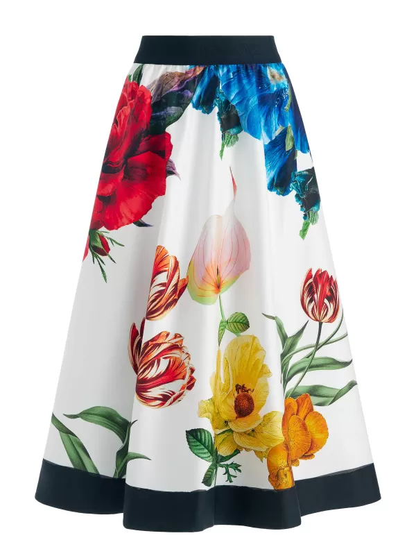 Women Alice and Olivia Earla High Rise Flared Midi Skirt