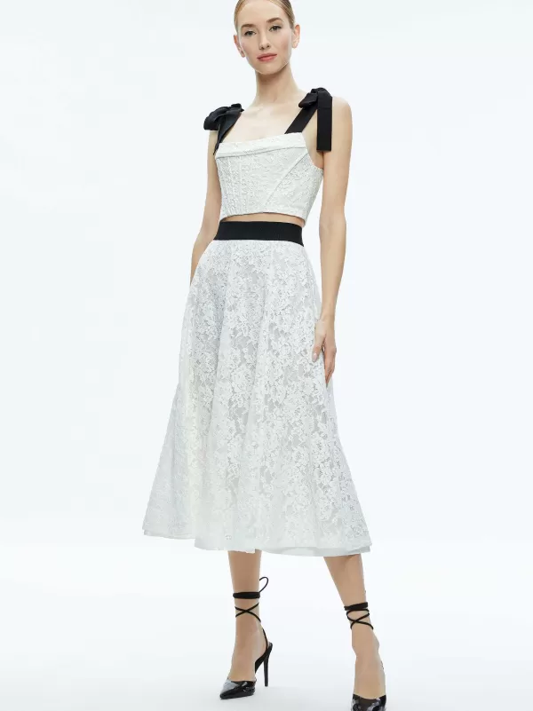 Women Alice and Olivia Earla Lace Midi Skirt