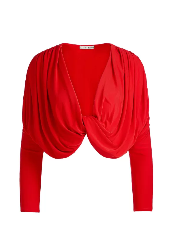 Women Alice and Olivia Elda Twisted Draped Cropped Top