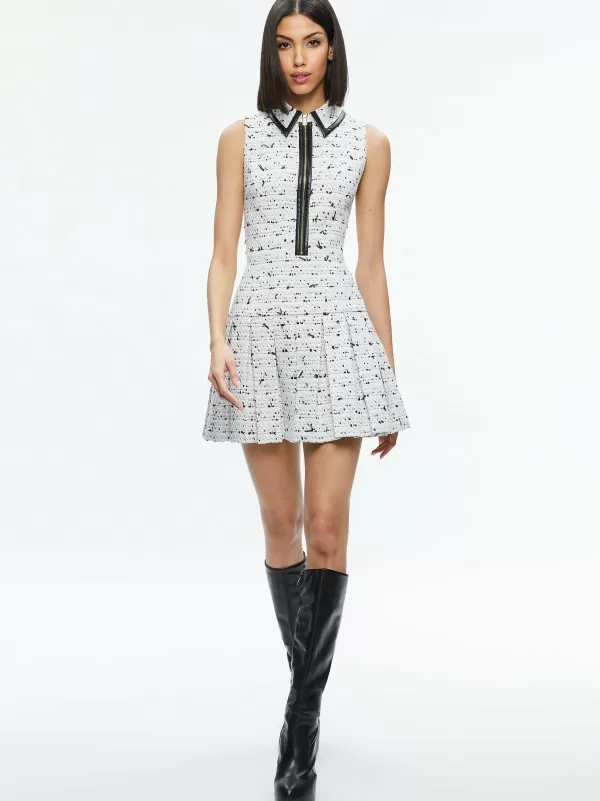 Women Alice and Olivia Ellis Tweed Box Pleat Dress