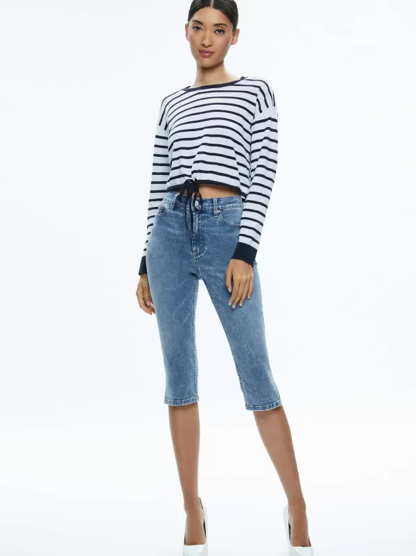 Women Alice and Olivia Emmie Mid Rise Clam Digger Jean