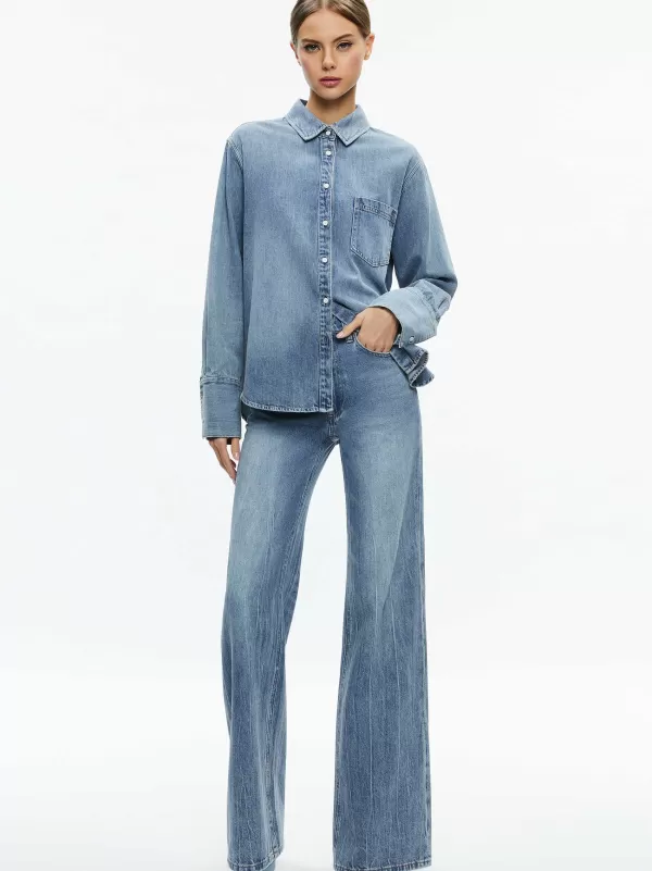 Women Alice and Olivia Finely Denim Button Down