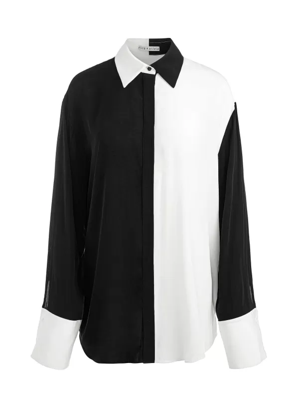 Women Alice and Olivia Finely Oversized Button Down Shirt