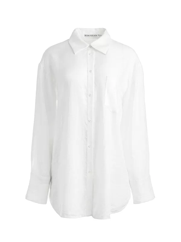 Women Alice and Olivia Finely Oversized Button Down Shirt