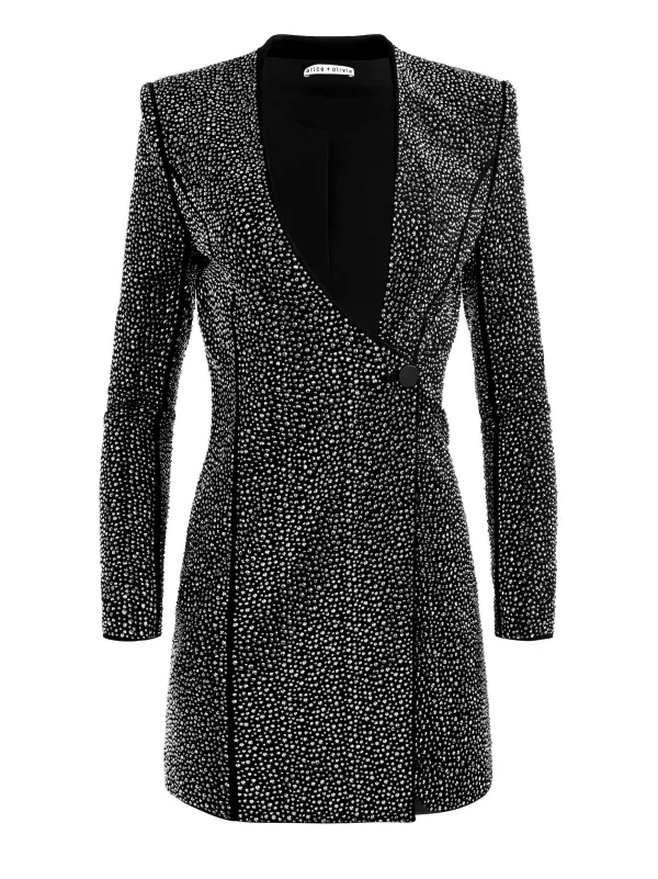 Women Alice and Olivia Guenda Embellished Curved Neckline Blazer Dress