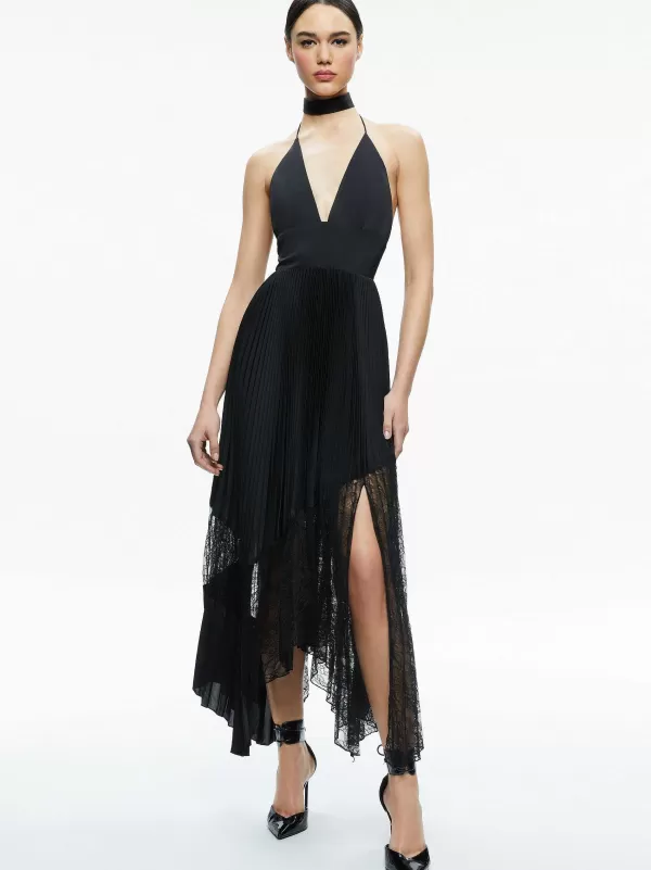 Women Alice and Olivia Hannah Deep V-Neck Scarf Maxi Dress