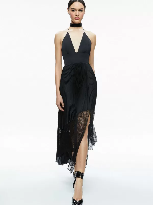 Women Alice and Olivia Hannah Deep V-Neck Scarf Maxi Dress