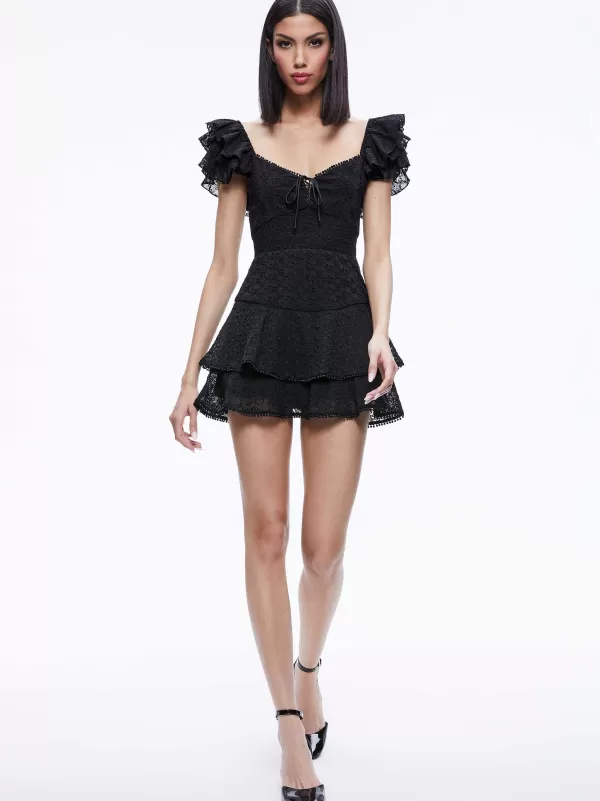 Women Alice and Olivia Hartford Smocked Bustier Romper