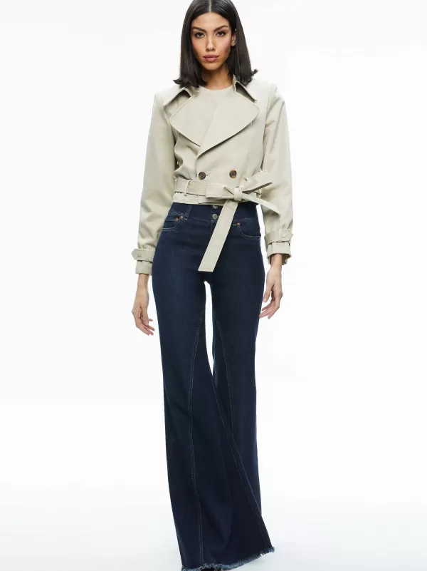 Women Alice and Olivia Hayley Cropped Trench Coat With Belt