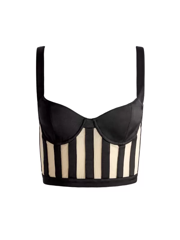 Women Alice and Olivia Helene Striped Bustier Top